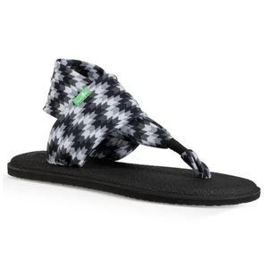 Sanuk Yoga Sling 2 Prints Sandals Flip Flops Black Gray White